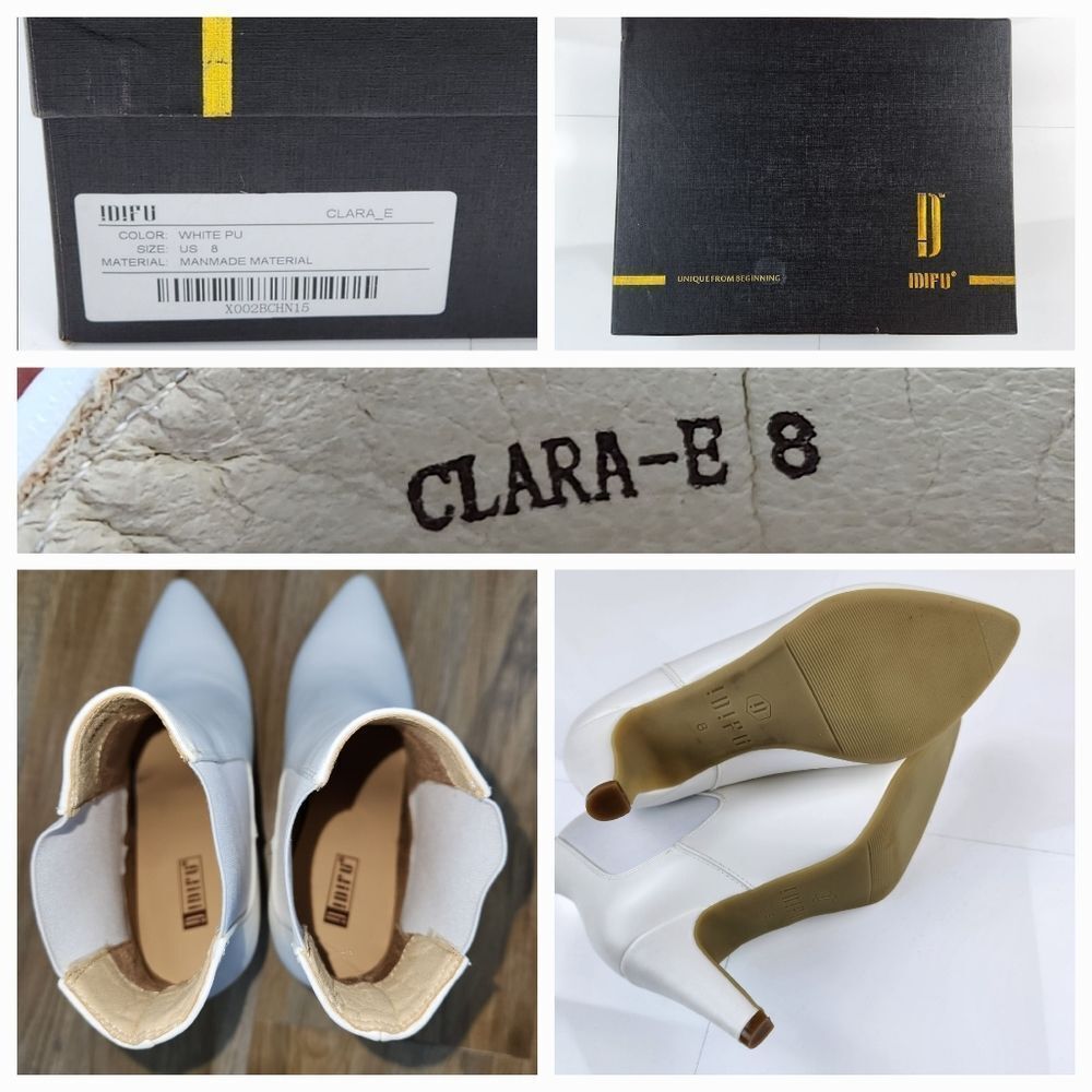 🩵NIB White Clara Faux Leather Ankle Booties Size 8 - Picture 9 of 9